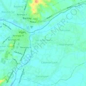 Mappa topografica San Julian Sur, altitudine, rilievo