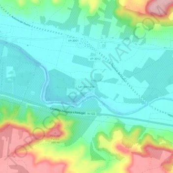 Mappa topografica San Bernardo, altitudine, rilievo