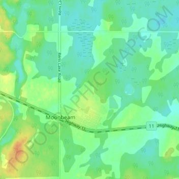Mappa topografica Moonbeam, altitudine, rilievo