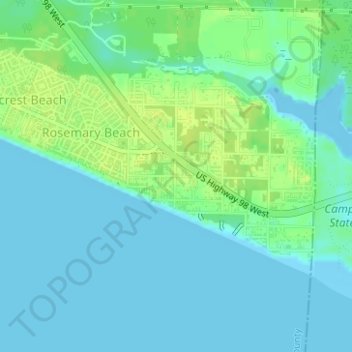 Mappa topografica Inlet Beach, altitudine, rilievo