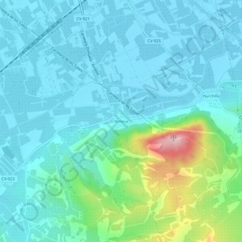 Mappa topografica Arneva, altitudine, rilievo
