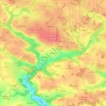 Mappa topografica Le Crano, altitudine, rilievo