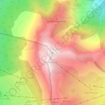 Mappa topografica Sommet de Dormillouse, altitudine, rilievo