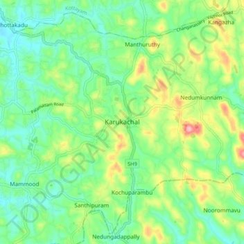 Mappa topografica Karukachal, altitudine, rilievo