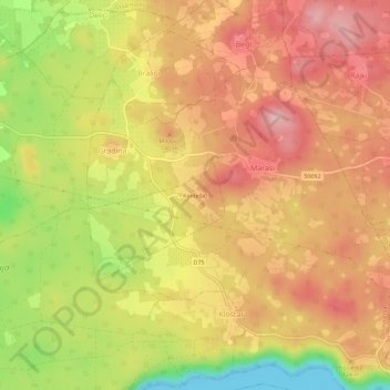 Mappa topografica Kontešići, altitudine, rilievo