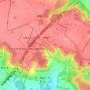 Mappa topografica Mulleron, altitudine, rilievo