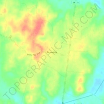 Mappa topografica Buena Vista, altitudine, rilievo