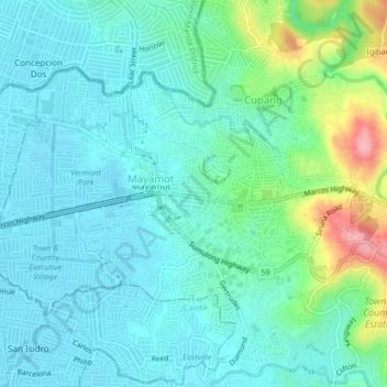 Mappa topografica Maries Village II Phase 2, altitudine, rilievo