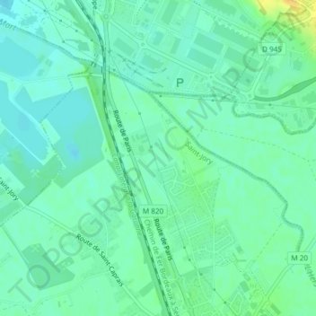Mappa topografica Martre, altitudine, rilievo