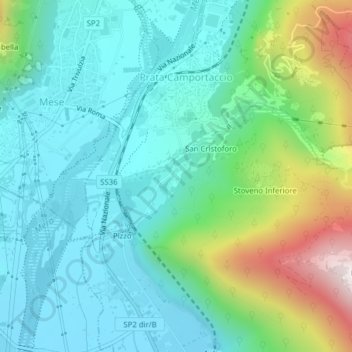 Mappa topografica Berzo, altitudine, rilievo