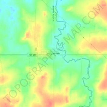 Mappa topografica Nova Estrela, altitudine, rilievo