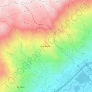Mappa topografica San Andrés, altitudine, rilievo
