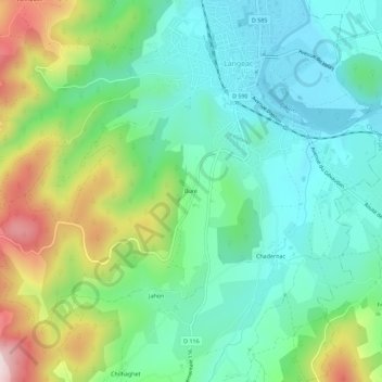 Mappa topografica Bure, altitudine, rilievo