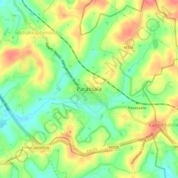 Mappa topografica Parassala, altitudine, rilievo