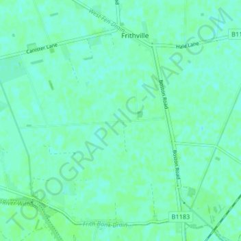 Mappa topografica Fishtoft Drove, altitudine, rilievo