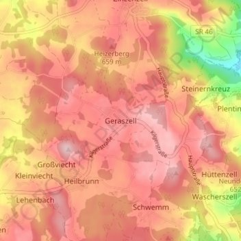 Mappa topografica Geraszell, altitudine, rilievo
