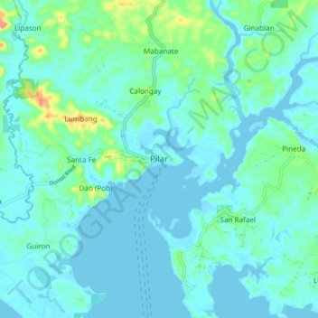 Mappa topografica Pilar, altitudine, rilievo