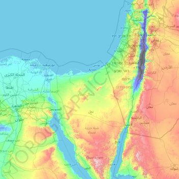Mappa topografica North Sinai Governorate, altitudine, rilievo