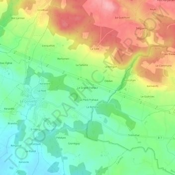 Mappa topografica Le Grand Frahaut, altitudine, rilievo