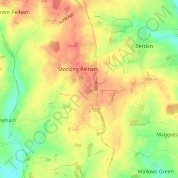 Mappa topografica Crab's Green, altitudine, rilievo