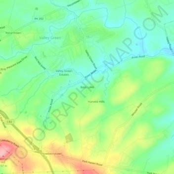 Mappa topografica Bass Lake, altitudine, rilievo