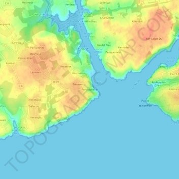 Mappa topografica Port Manec’h, altitudine, rilievo