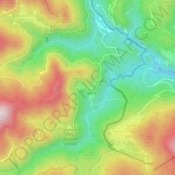 Mappa topografica Prossenicco, altitudine, rilievo