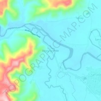 Mappa topografica Bitag Grande, altitudine, rilievo