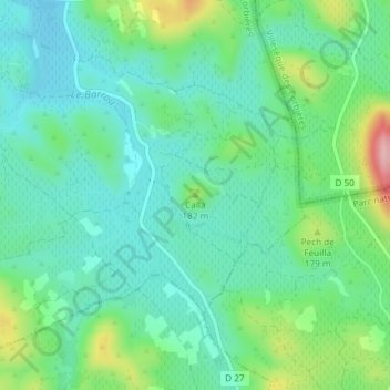 Mappa topografica Calla, altitudine, rilievo