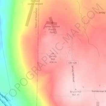 Mappa topografica Jersey Hill, altitudine, rilievo