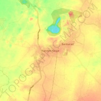 Mappa topografica Nandini Nagar, altitudine, rilievo