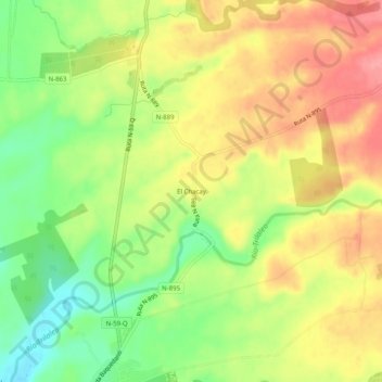 Mappa topografica El Chacay, altitudine, rilievo
