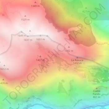 Mappa topografica Undón, altitudine, rilievo