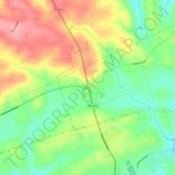 Mappa topografica Buck, altitudine, rilievo