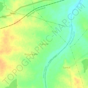 Mappa topografica Kuknoor, altitudine, rilievo