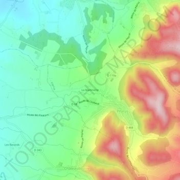 Mappa topografica La Martinette, altitudine, rilievo