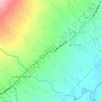 Mappa topografica Panagan, altitudine, rilievo