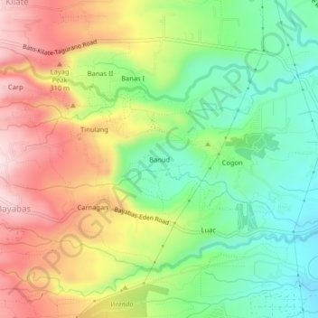 Mappa topografica Banud, altitudine, rilievo