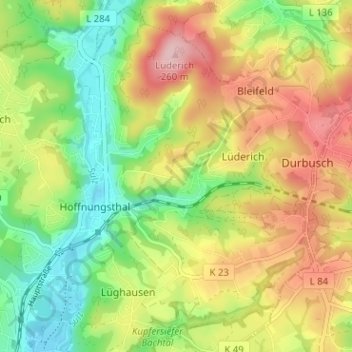 Mappa topografica Hove, altitudine, rilievo