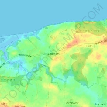 Mappa topografica Lindhöft, altitudine, rilievo