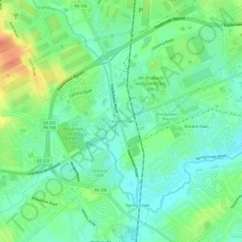 Mappa topografica Trexlertown, altitudine, rilievo
