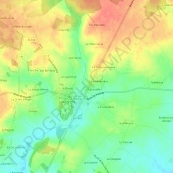 Mappa topografica Les Bouches, altitudine, rilievo