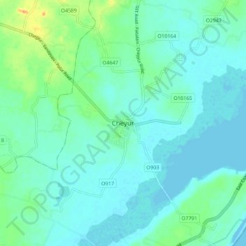 Mappa topografica Cheyur, altitudine, rilievo