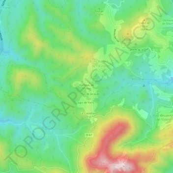 Mappa topografica Hameau de Marras, altitudine, rilievo