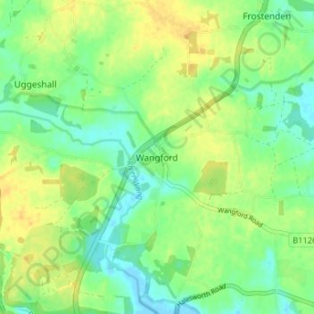 Mappa topografica Wangford, altitudine, rilievo