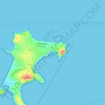 Mappa topografica Corricella, altitudine, rilievo