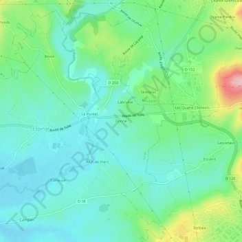 Mappa topografica Donne, altitudine, rilievo