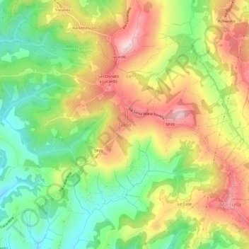 Mappa topografica Fiano, altitudine, rilievo