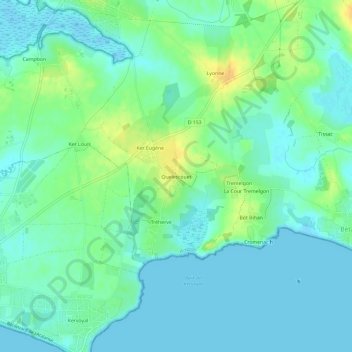 Mappa topografica Quelescouet, altitudine, rilievo