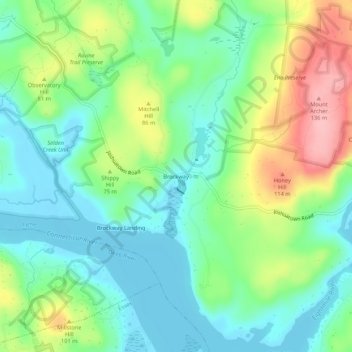 Mappa topografica Brockway, altitudine, rilievo